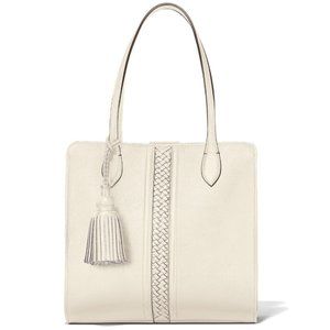 Brighton Ferrara STEFANA Off White Leather Large Tassel Tote Bag RT $480-NWT